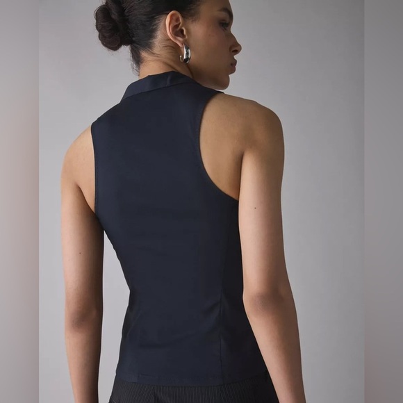 NWT Urban Outfitters Party Girl Cotton-Blend Button Down Sleeveless Shirt - Picture 4 of 9